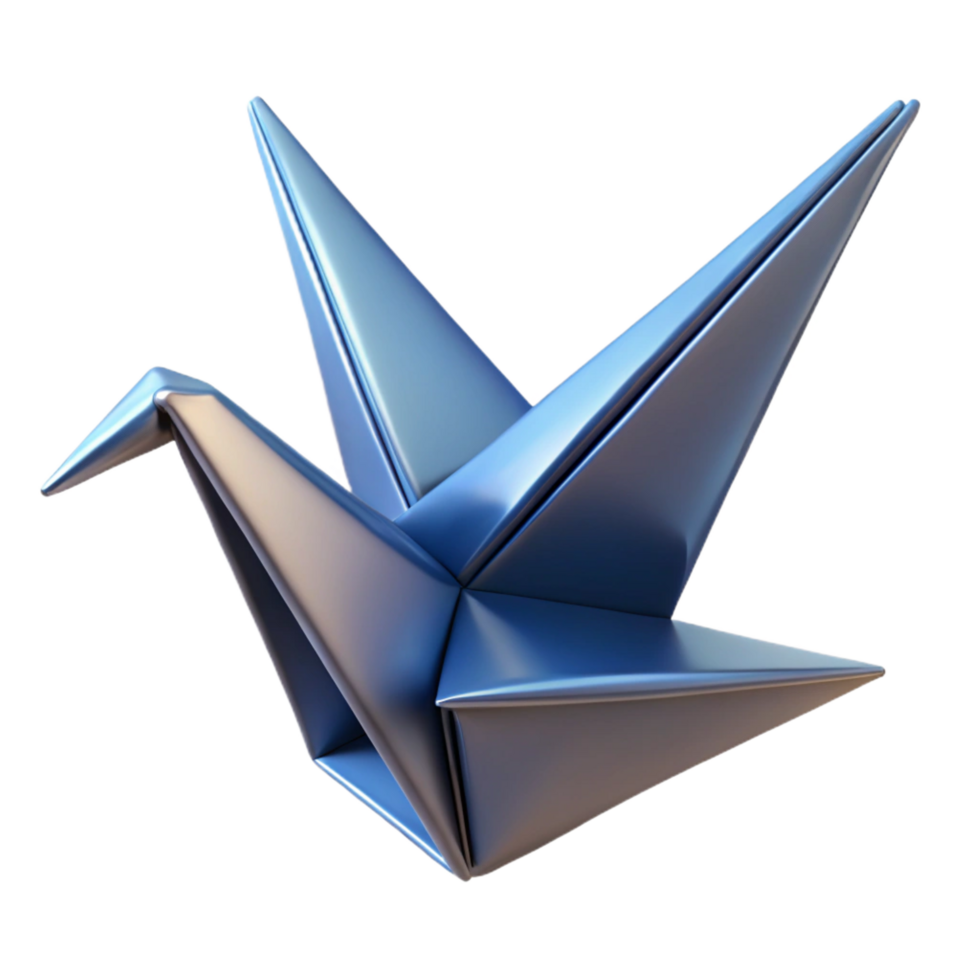 wonderful gothic Hyper-specific, isolated cutout, concept art style, single, intricate origami crane, folded paper with Transparent Background sharp png