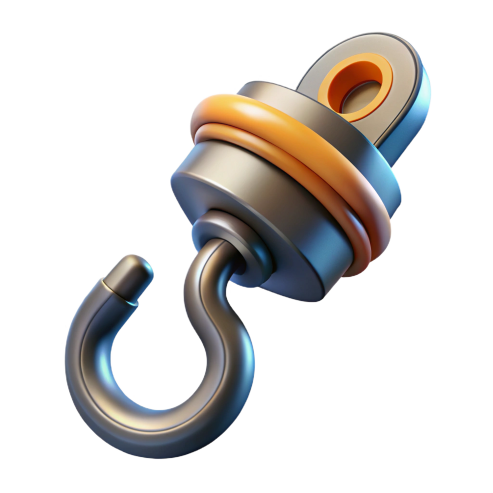 timeless impressionist Concept art style, isolated cutout of a high-tech grappling hook with retractable cable with Transparent Background fine detail png