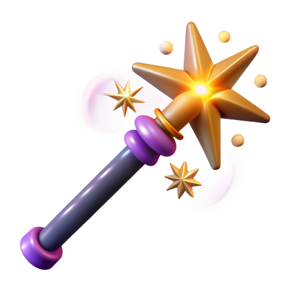 spectacular dynamic impressionist A powerful magic wand, emitting sparks, swirling patterns with Transparent Background flawless png