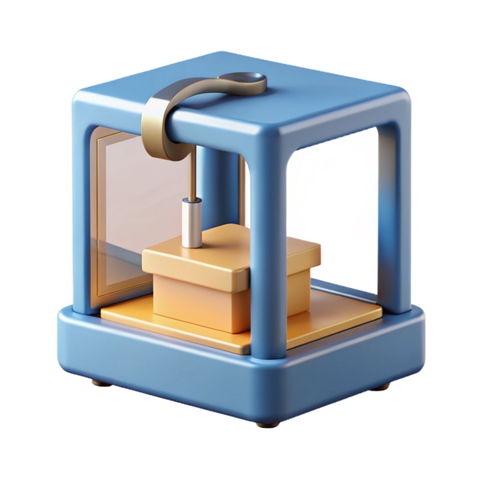 spectacular bold modern D printer printing a small object with Transparent Background handcrafted png