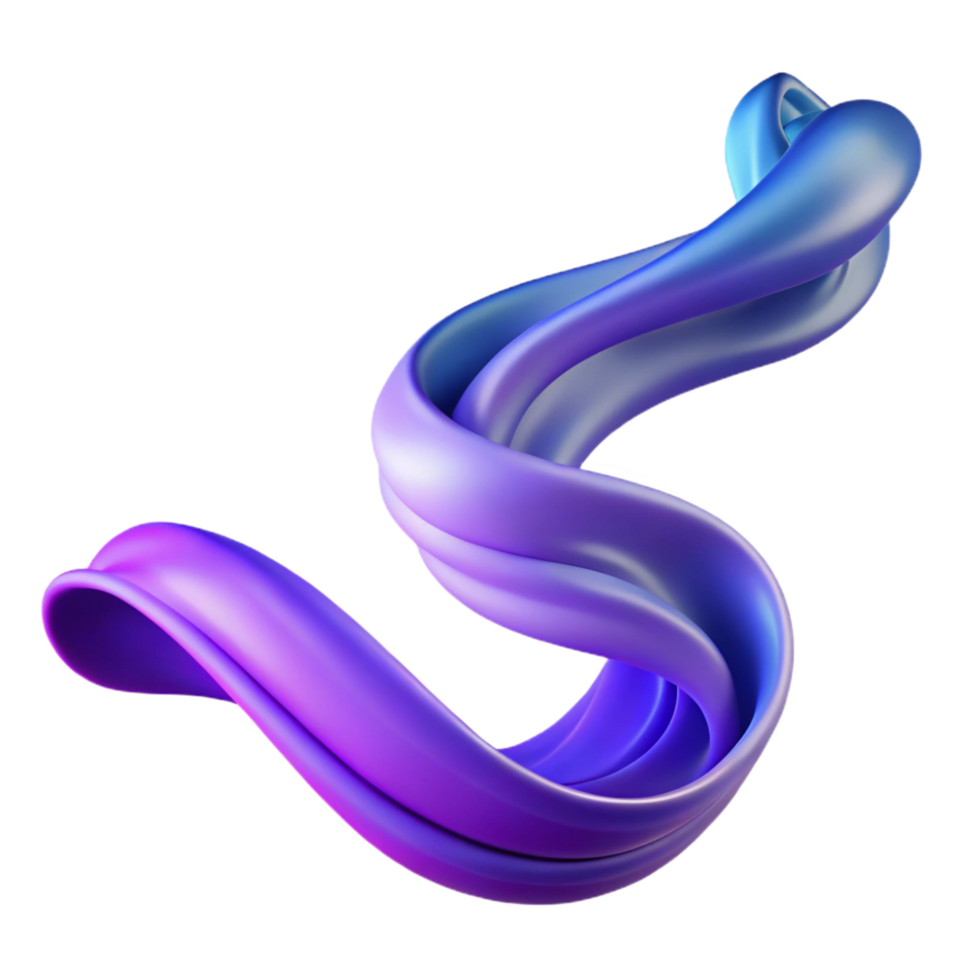 notable artistic A flowing ribbon of smoke in shades of purple and blue with Transparent Background precision png