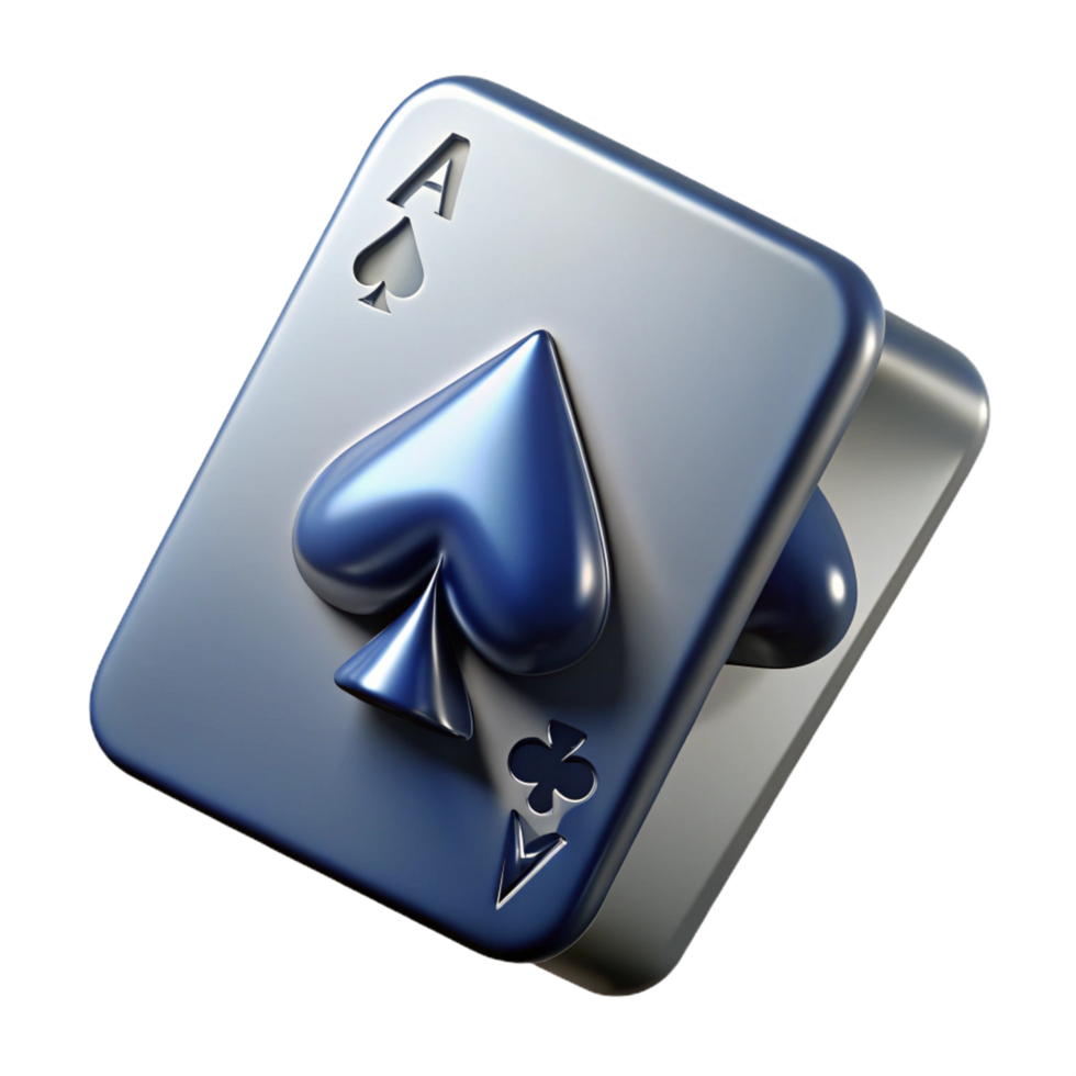 vibrant iconic Hyper-specific, photorealistic professional render of a single, levitating, single playing card Ace of Spades with Transparent Background png