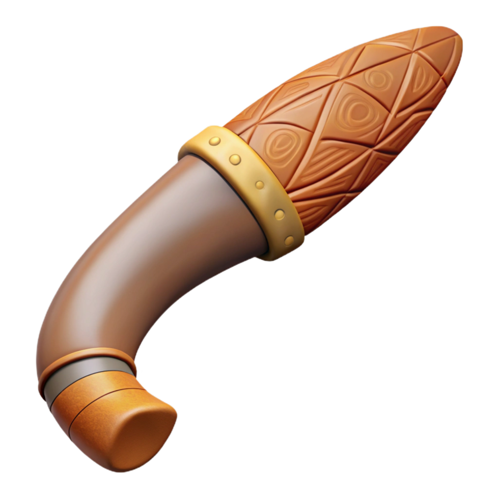 striking memorable Concept art style, isolated cutout of a tribal warrior's boomerang made from hardwood with Transparent png
