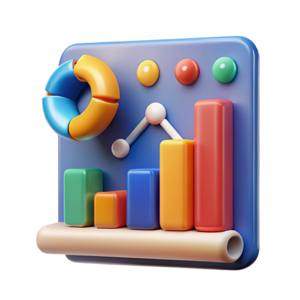 splendid retro Digital marketing analytics chart with Transparent Background high resolution png