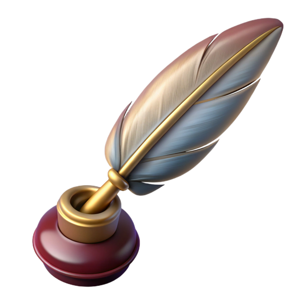 playful breathtaking Photorealistic, isolated cutout of a vintage quill pen with a nib with Transparent Background museum quality png