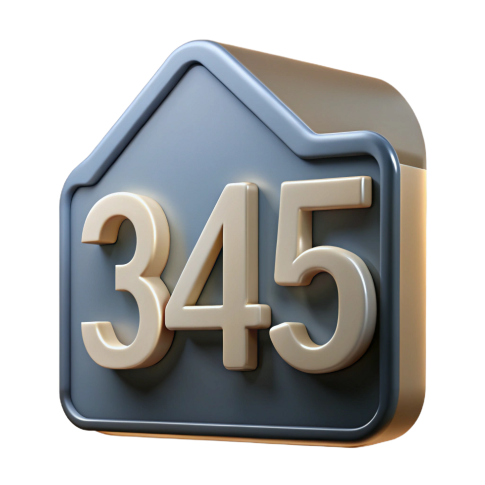 passionate alluring House number plaque modern minimalist with Transparent Background perfect clarity png