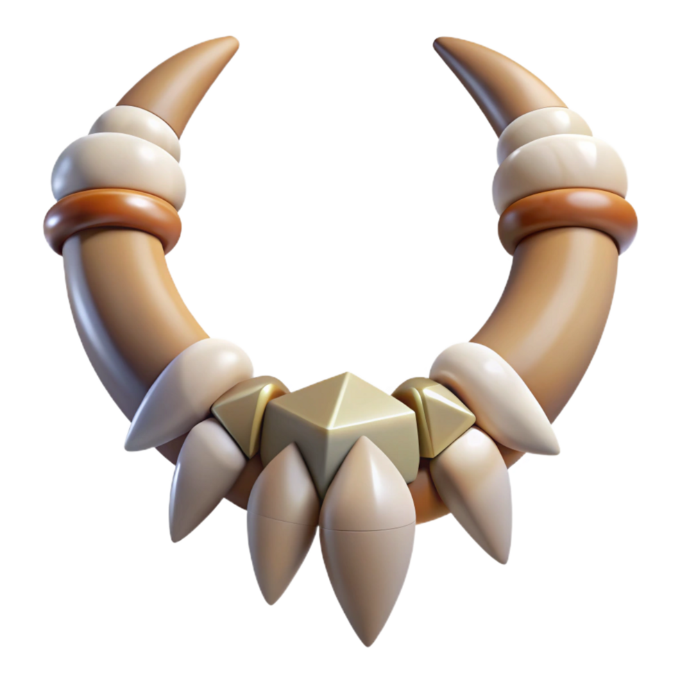 reflective fascinating Photorealistic, ultra-detailed isolated cutout of a tribal necklace made of animal teeth and claws with Transparent Background top-tier png