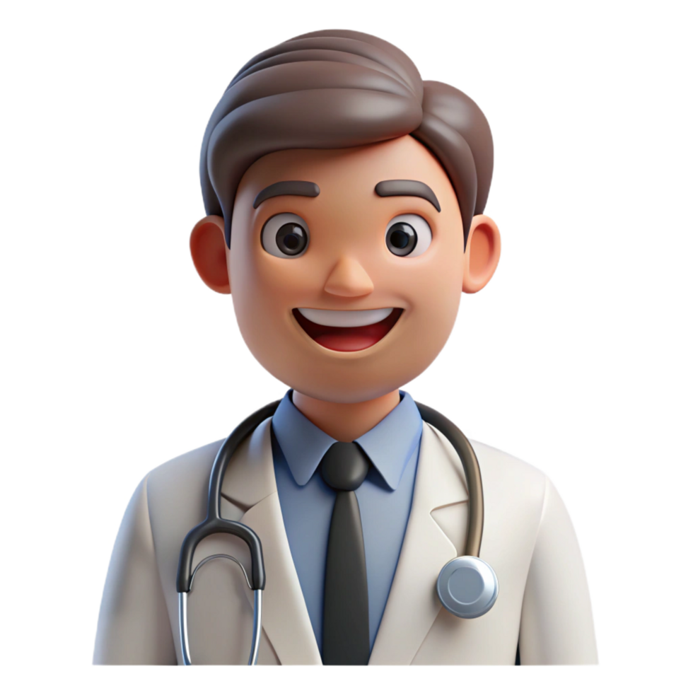splendid sought-after Smiling doctor, stethoscope, white coat, with Transparent Background png