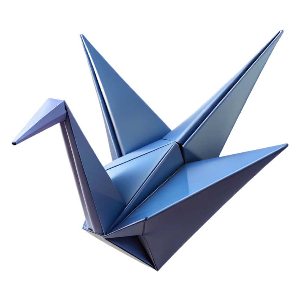 stunning standout Hyper-specific, isolated cutout, concept art style, single, intricate origami crane, folded paper with Transparent Background png
