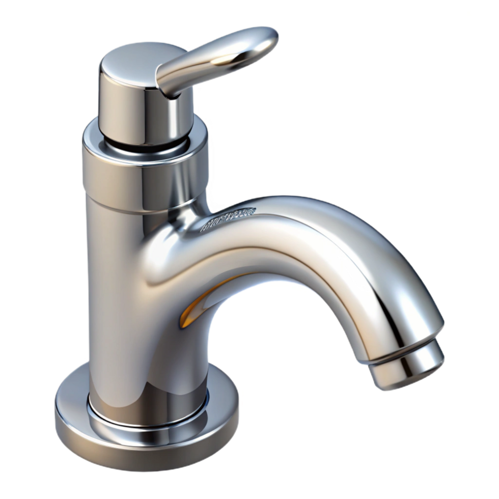 unparalleled impressionist Bathroom faucet, chrome finish, with Transparent Background 8K png