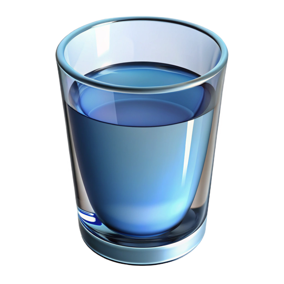 playful enchanting Ultra-detailed, professional render of a single glass of water with realistic reflections and refractions Isolated cutout with Transparent Background authentic png