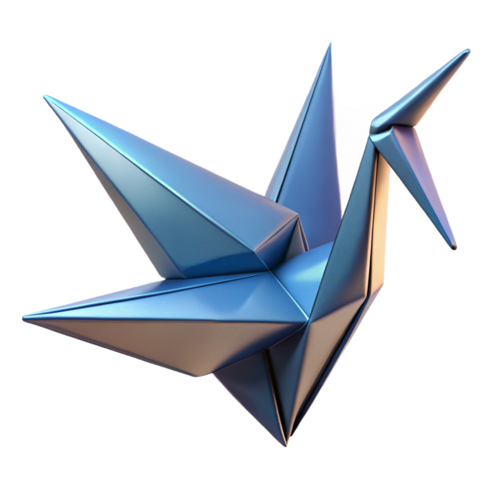 playful captivating Hyper-specific, isolated cutout, concept art style, single, intricate origami crane, folded paper with Transparent Background museum quality png