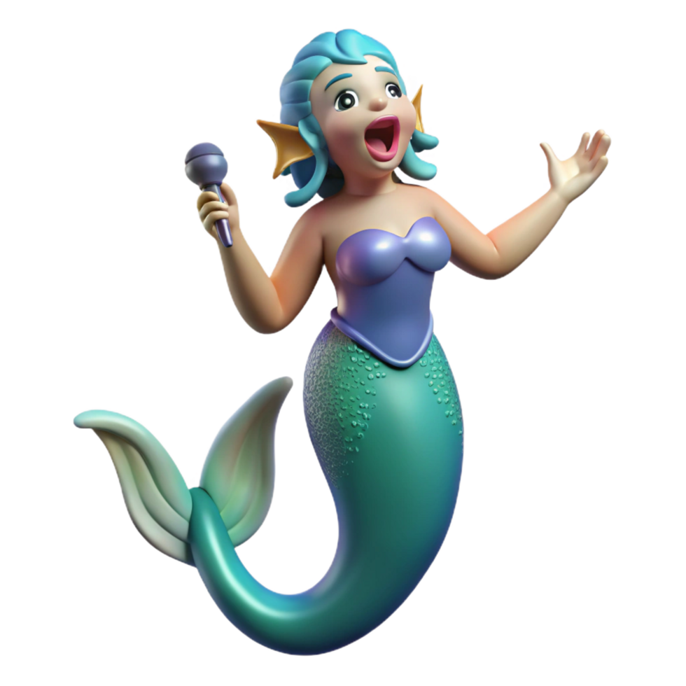 striking peaceful minimalist Siren, mythical creature, alluring singing voice, with Transparent Background crisp png