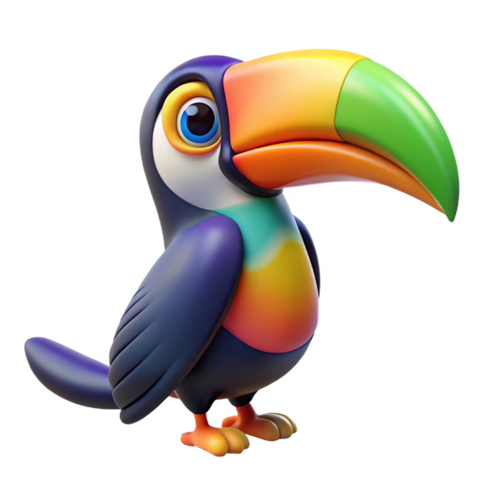 radiant tranquil tropical A colorful toucan, beak prominent with Transparent Background sharp png