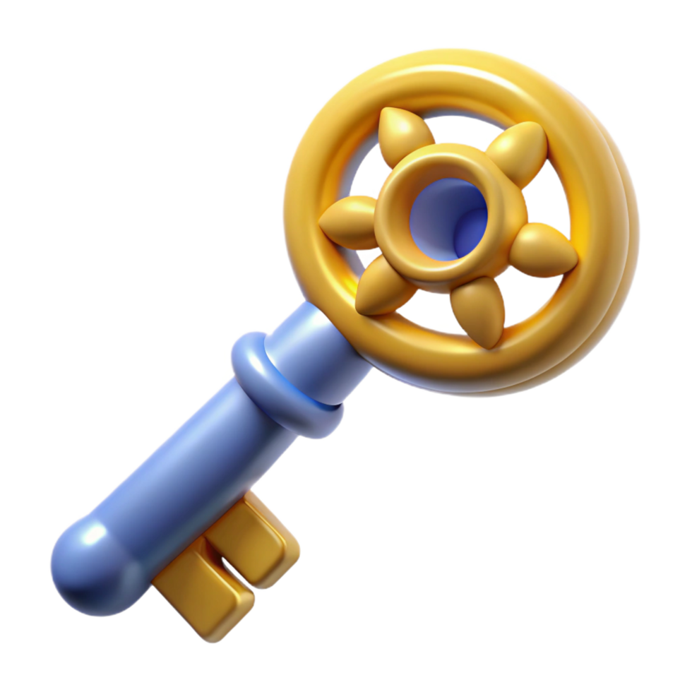 notable mid-century Concept art style, isolated cutout of a hyper-specific, intricate celestial key, professional render with Transparent Background sharp png