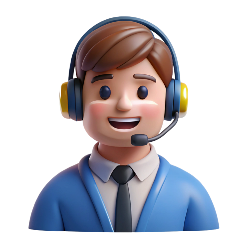 remarkable coastal Smiling customer service representative wearing a headset, with Transparent Background high quality png