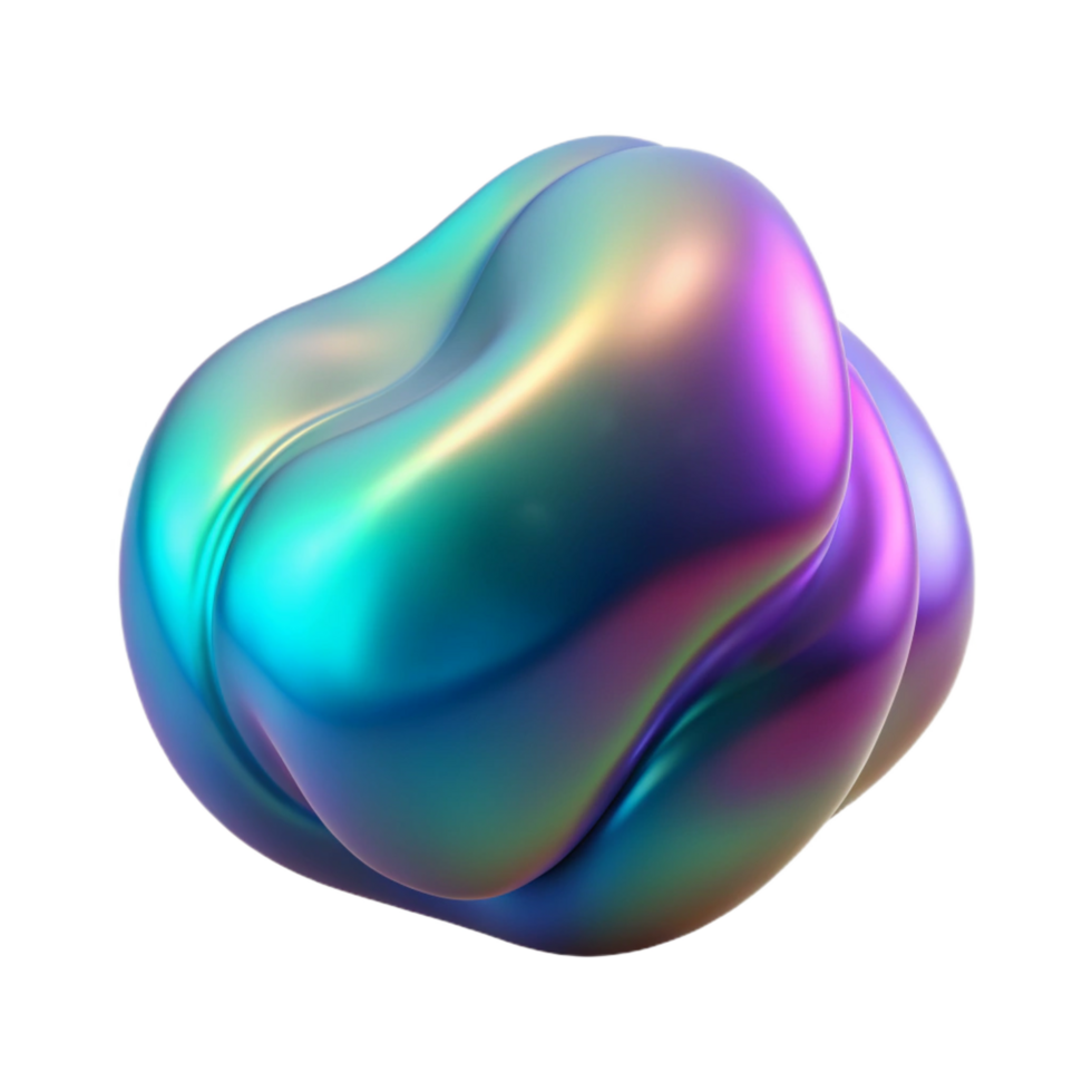 sumptuous artistic Photorealistic, ultra-detailed, hyper-specific isolated cutout of a single, iridescent, morphing, amorphous blob, professional render with Transparent Background crisp png