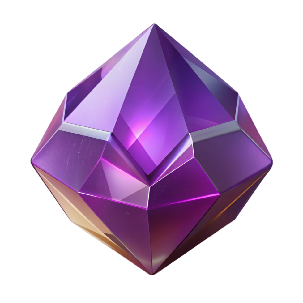 playful elegant Ultra-detailed, isolated cutout of a single, faceted, amethyst crystal with intricate internal inclusions, professional render with Transparent Background studio quality png