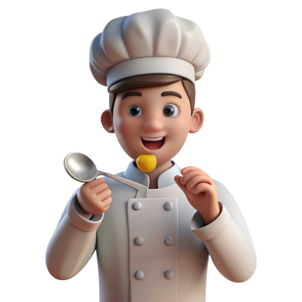 pristine abstract Chef tasting food from a spoon, with Transparent Background precision png