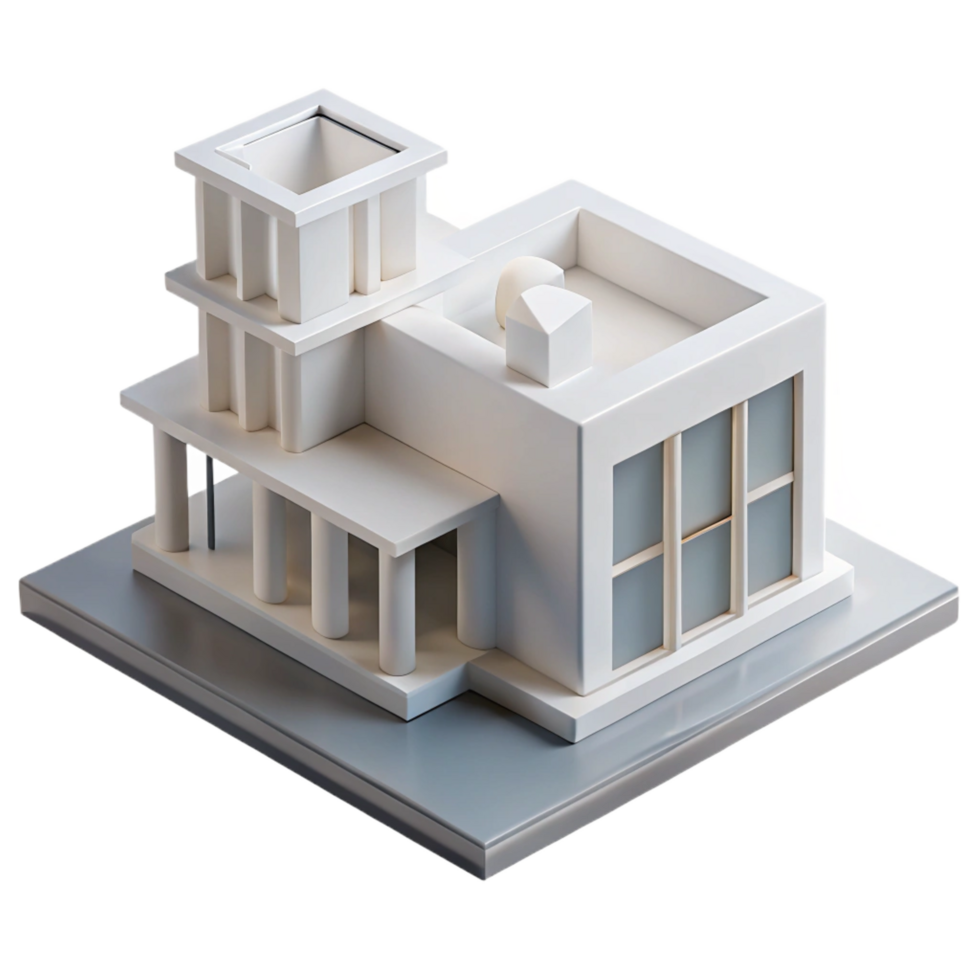 passionate beautiful Architectural model white foam board with Transparent Background luxury png