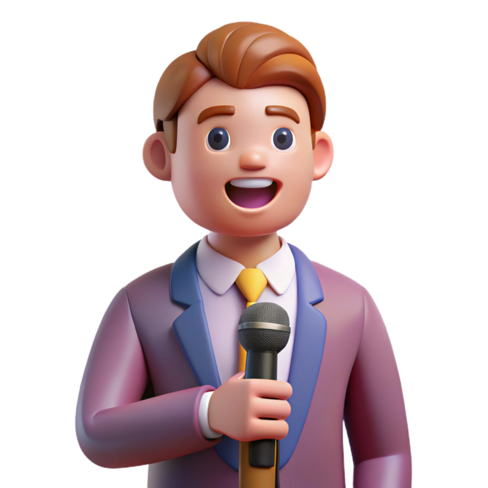 notable victorian Confident speaker with a microphone, with Transparent Background elite png