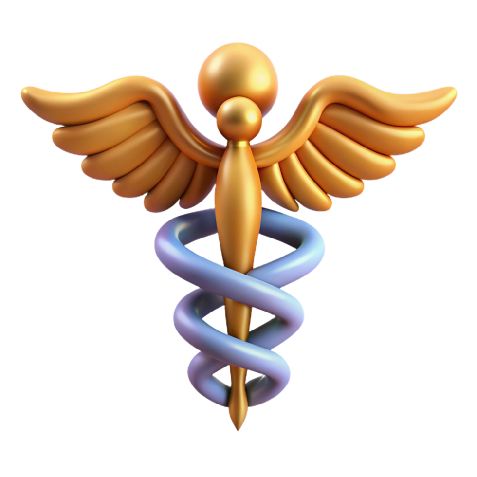 unforgettable modern A medical symbol, caduceus, stylized with Transparent Background detailed png