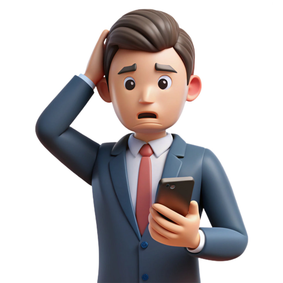 picturesque remarkable Stressed businessman with a phone, with Transparent Background png