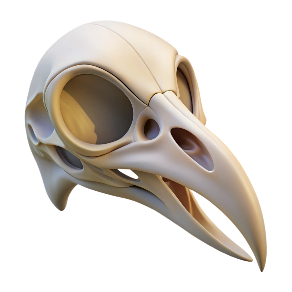 vibrant contemporary Isolated cutout of a concept art style hyper-specific bird skull, delicate bone structure, intricate details, with Transparent Background masterfully captured png