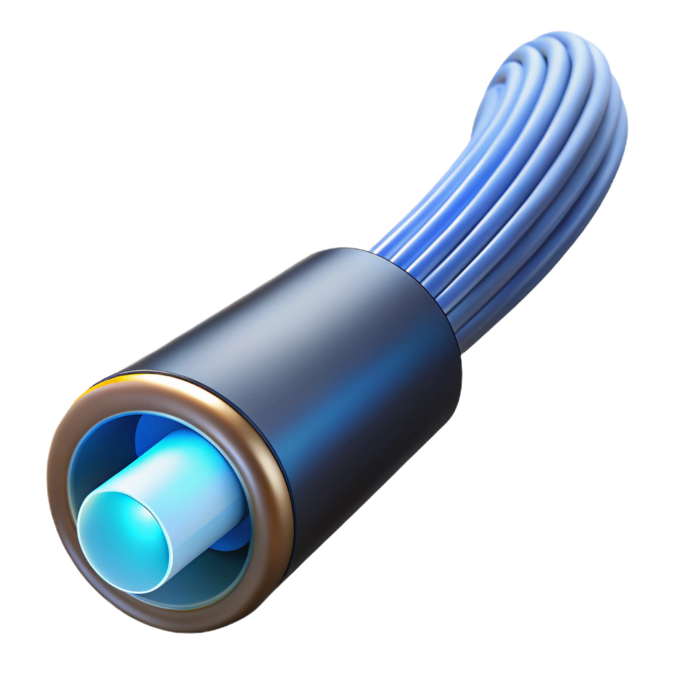 serene harmonious artistic Fiber optic cable with glowing end with Transparent Background original png