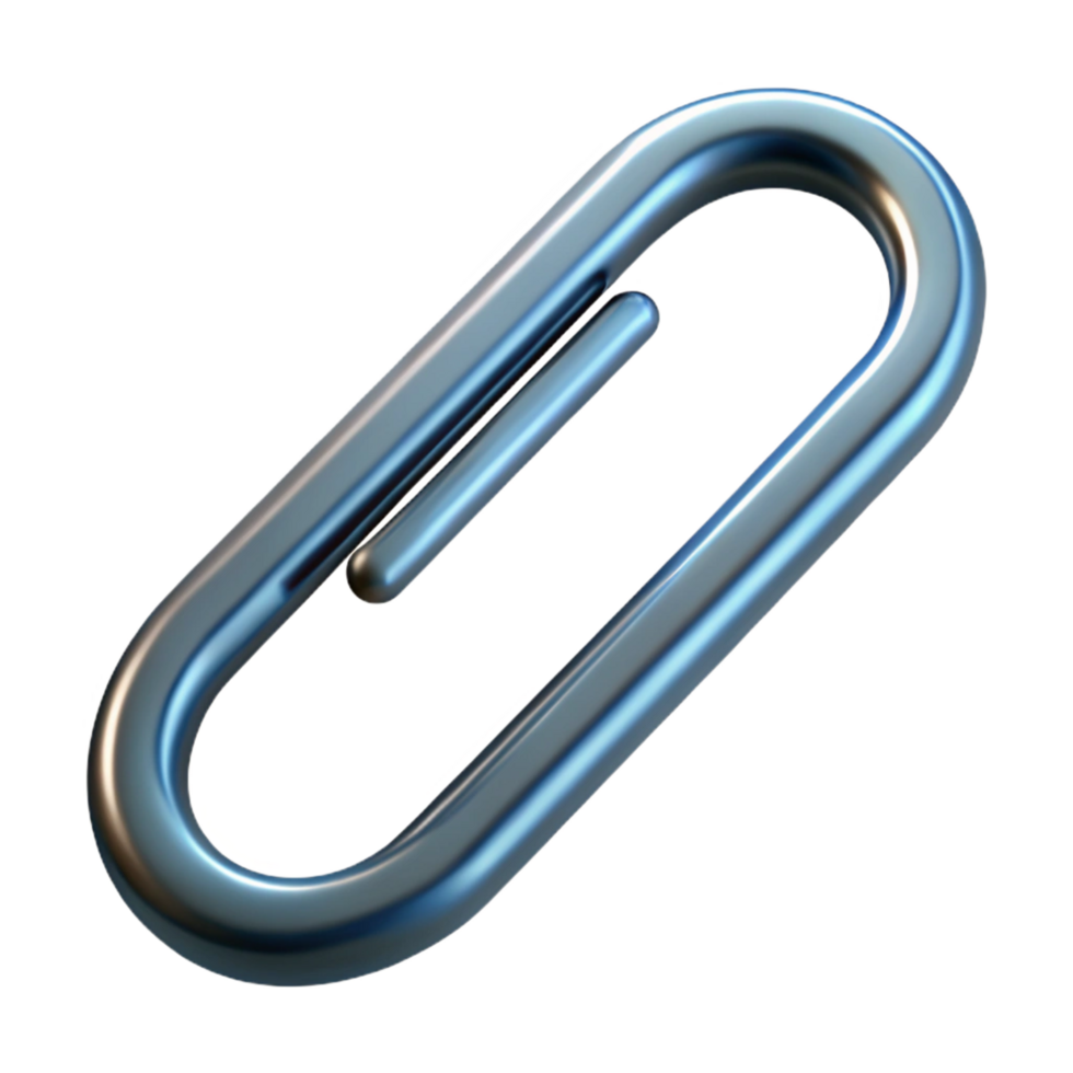 vibrant peaceful modern Hyper-specific professional render of a single steel paperclip Isolated cutout with Transparent Background 8K png