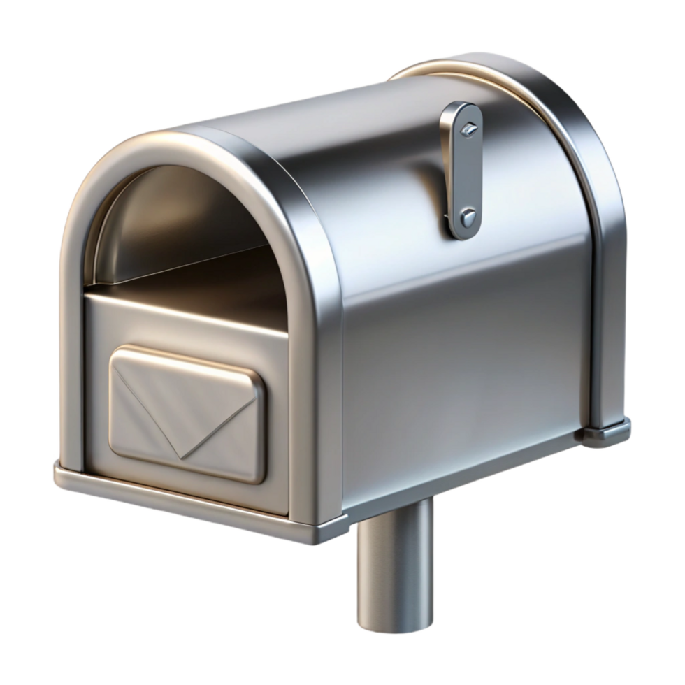 pristine celebrated Modern mailbox, stainless steel, with Transparent Background png