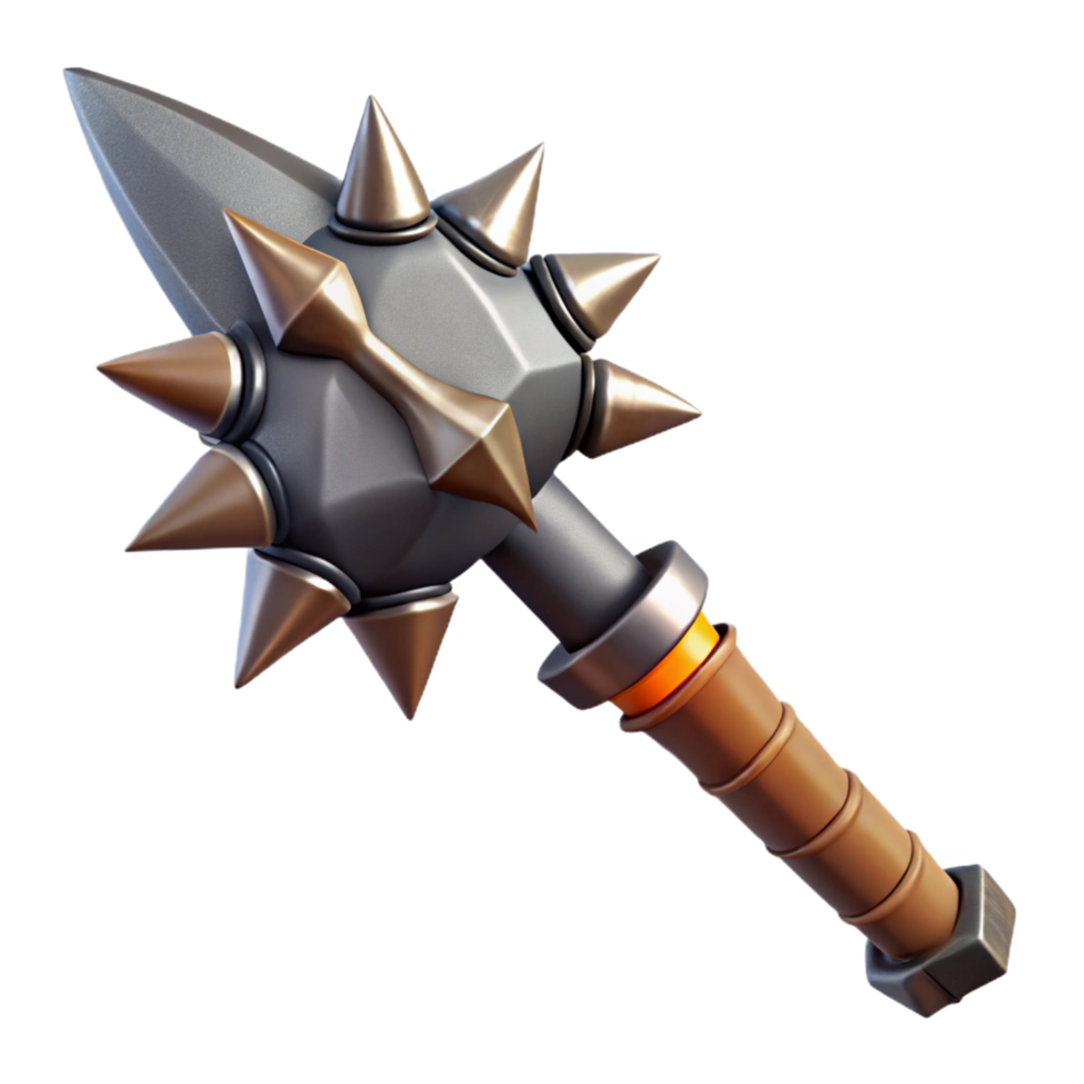 vibrant notable Photorealistic ultra-detailed isolated cutout of a tribal warrior's war club studded with sharp obsidian shards with Transparent Background png