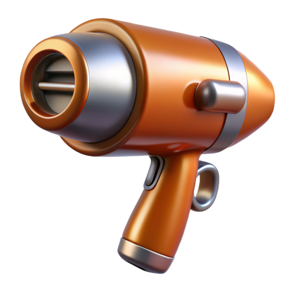 romantic splendid Ultra-detailed professional render of a retro-futuristic hair dryer with chrome and bakelite, isolated cutout with Transparent Background masterfully captured png