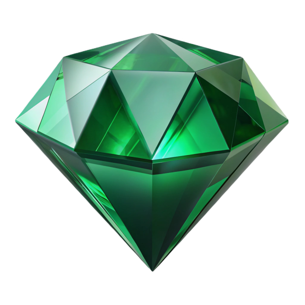 notable urban Ultra-detailed, isolated cutout of a single, abstract, faceted gemstone, emerald green, with intricate internal light refractions with Transparent Background ultra HD png