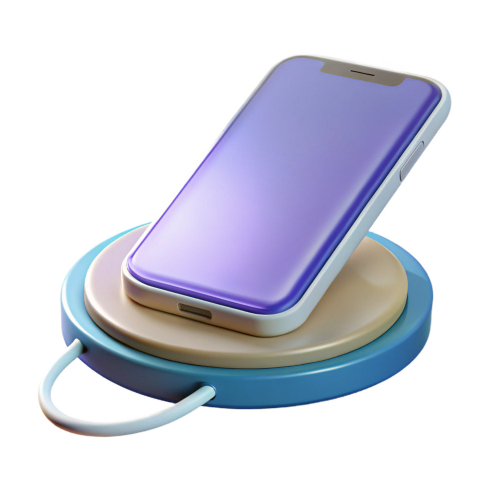 picturesque distinctive Smartphone charging on wireless charging pad with Transparent Background png