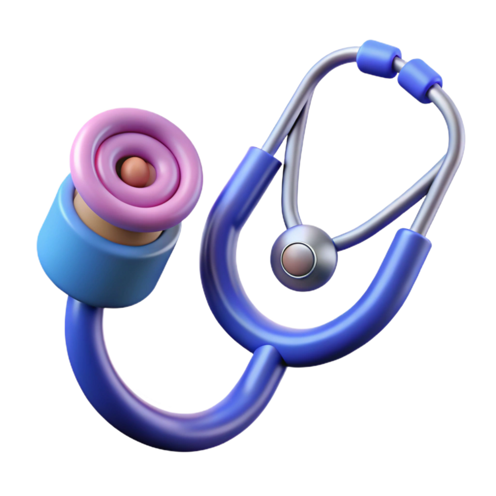 wonderful reflective surreal Medical technology stethoscope and DNA helix icon, with Transparent Background handcrafted png