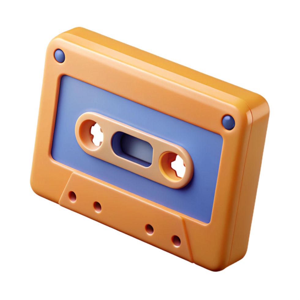 reflective vibrant Concept art style isolated cutout of a single cassette tape with Transparent Background impeccable png