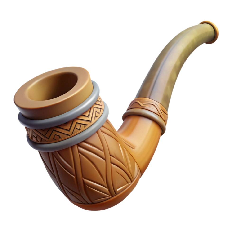 sumptuous classic Hyper-specific, professional render of a tribal ceremonial pipe carved from soapstone Isolated cutout with Transparent Background perfect clarity png