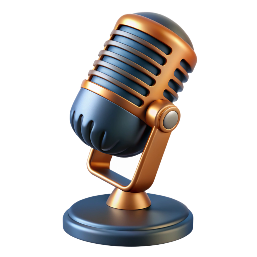standout coastal Professional render, hyper-specific, isolated cutout of a single vintage microphone with Transparent Background fine detail png