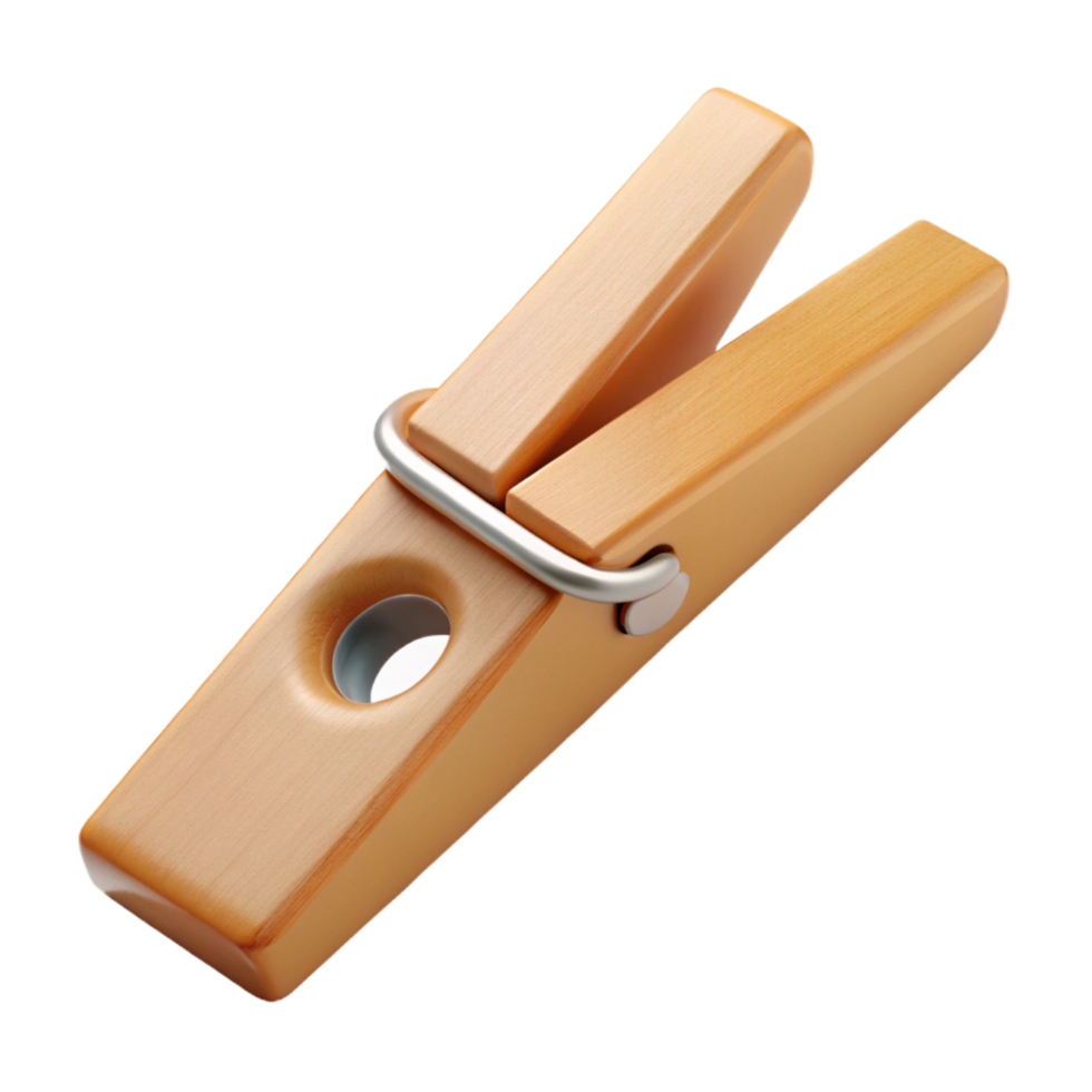spectacular ethereal bohemian Hyper-specific, photorealistic isolated cutout of a single wooden clothespin with Transparent Background premium png
