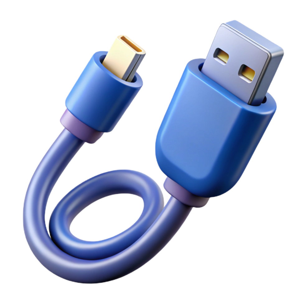 rare bohemian Data cable with USB-C connector with Transparent Background crisp png