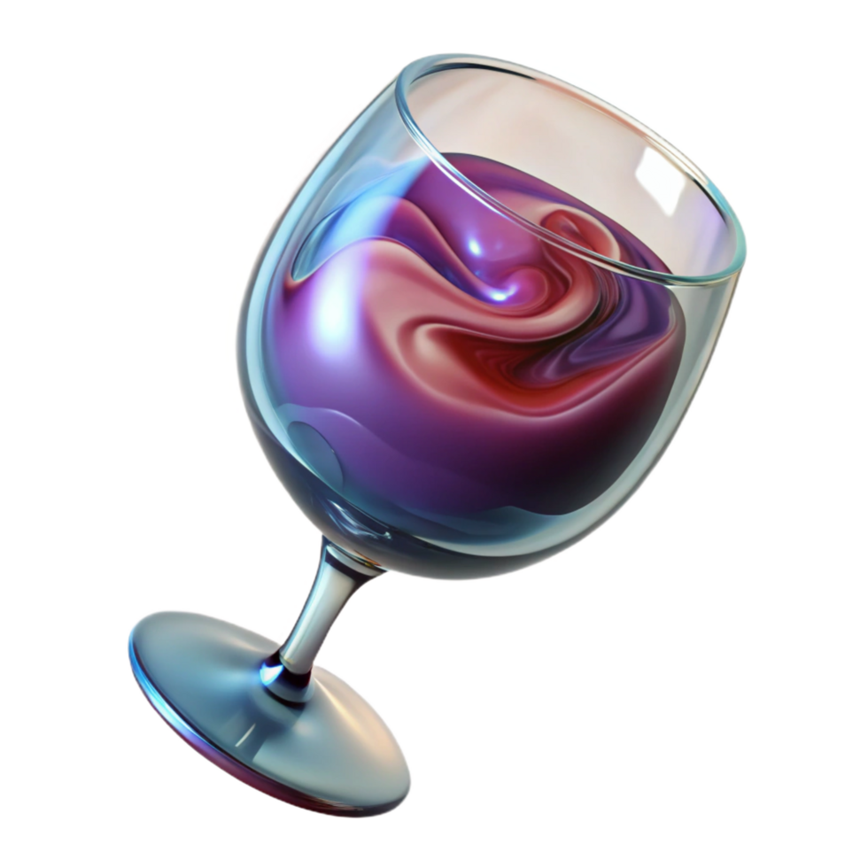 vibrant sought-after A floating, transparent wine glass filled with swirling liquid, with Transparent Background png