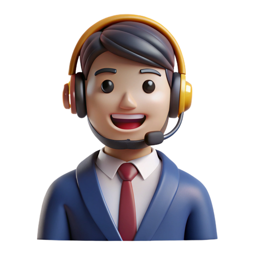 sumptuous rustic Smiling customer service representative wearing a headset, with Transparent Background perfect clarity png