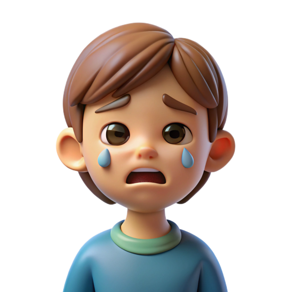 mysterious hypnotic Sad child, tears in eyes, looking down, with Transparent Background refined png