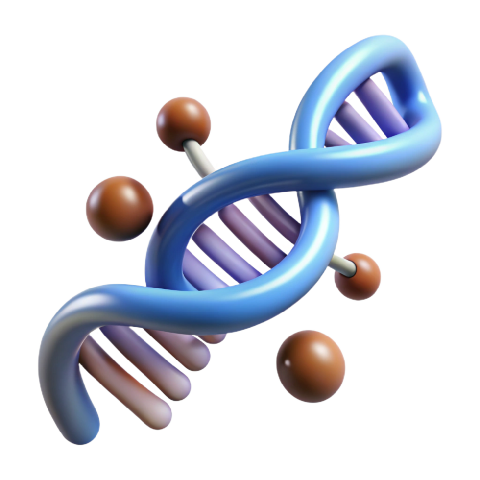 radiant reflective modern A floating, abstract DNA strand forming a double helix, with Transparent Background refined png