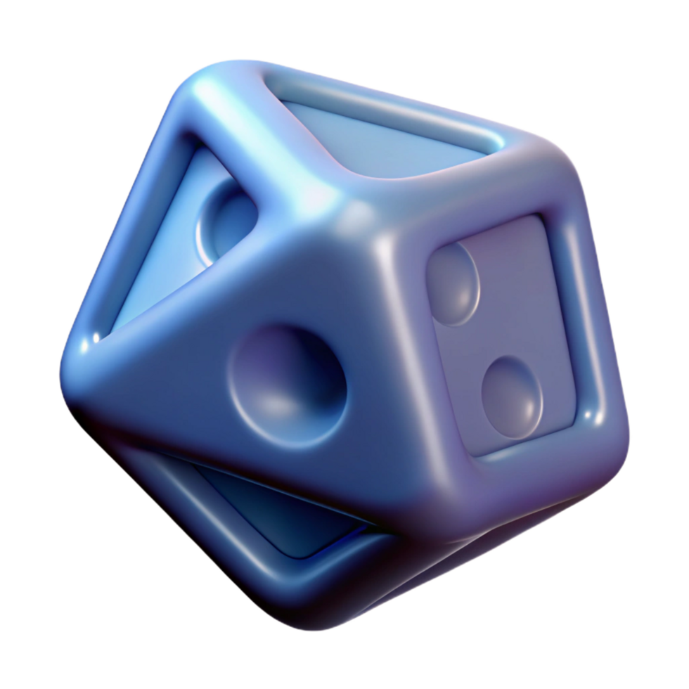 radiant playful minimalist Ultra-detailed, photorealistic isolated cutout of a single, dice with Transparent Background expertly shot png