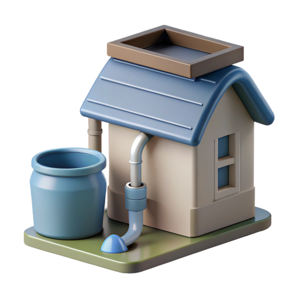 magnificent impressionist Rainwater harvesting system, gutter, sustainable design with Transparent Background precision png