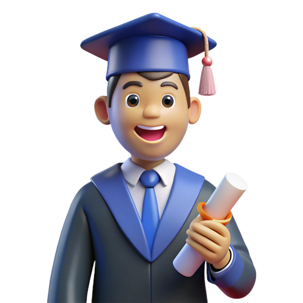 timeless elegant Happy graduate, graduation cap and gown, diploma, with Transparent Background sharp png