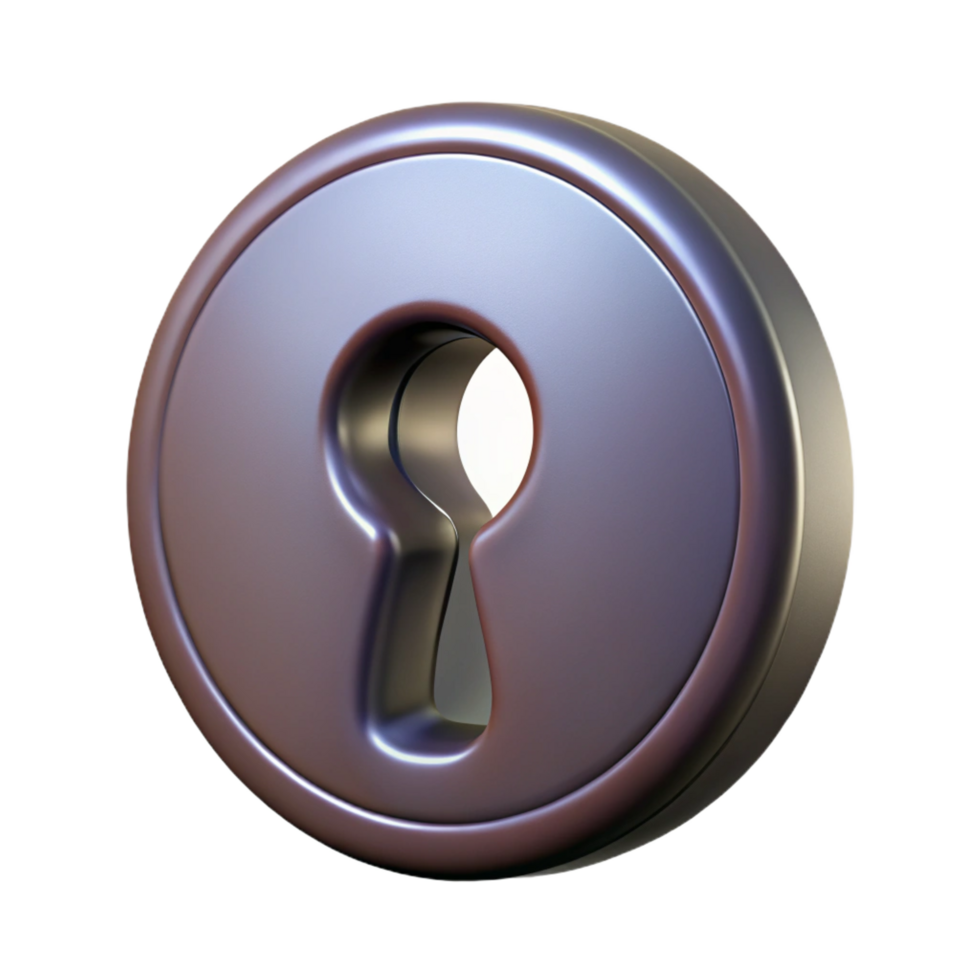 memorable retro Photorealistic, hyper-specific professional render of a single antique keyhole, isolated cutout with Transparent Background high resolution png
