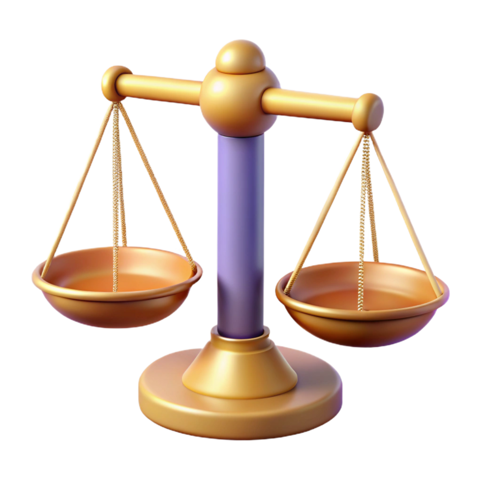 standout organic A set of scales of justice with Transparent Background refined png